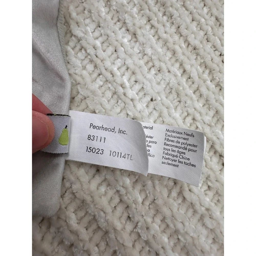 Pearhead Elephant Baby Security Blanket‎ Lovey Grey White Dash Print 83111